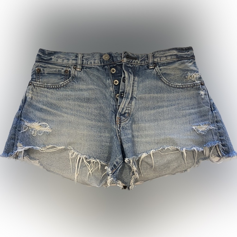 MOUSSY Denim High Waisted Shorts in Blue